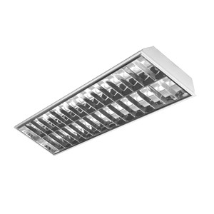 Luminria de embutir com aletas cromadas T5  2x28W