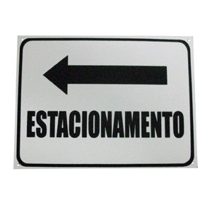 Placa em pvc [ <-- estacionamento ]